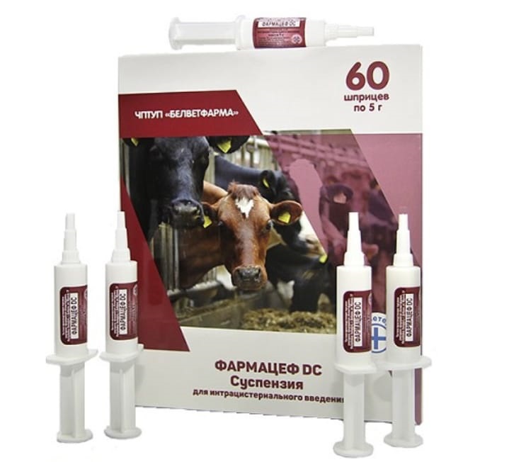 Фармацеф DC (5г) шприц для профилактики и лечения маститов у коров только в сухостойный период